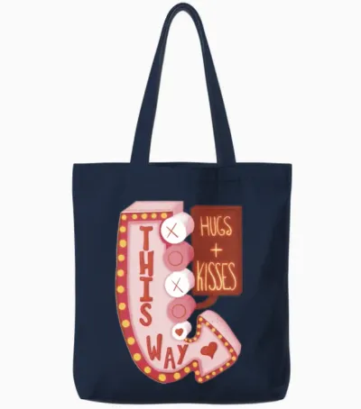 Retro Valentine’s Day Tote Bags - Navy