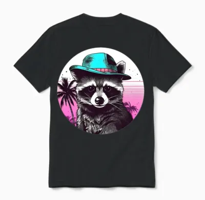 Style Raccoon Lovers Retro Unisex T-Shirt - Black