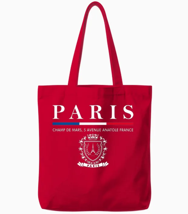 Shop Paris T-Shirt Online - Souvenirs De Paris Tote Bags in Red