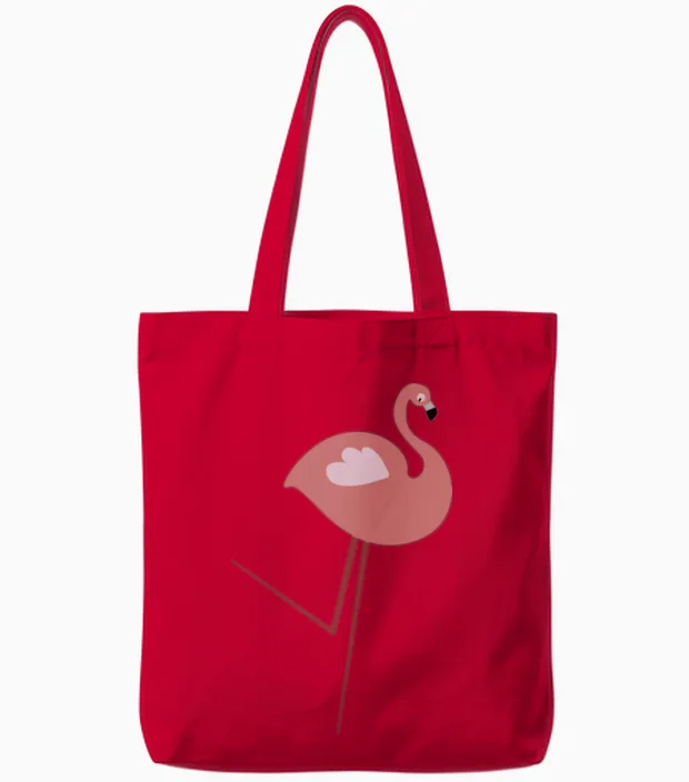 Funny Minimal Flamingo Tote Bags in Red