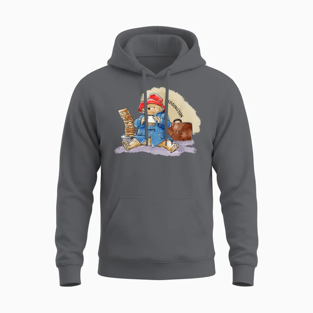 Paddington Bear Marmalade Sandwich Pile Pb Bag Unisex Hoodie in Charcoal