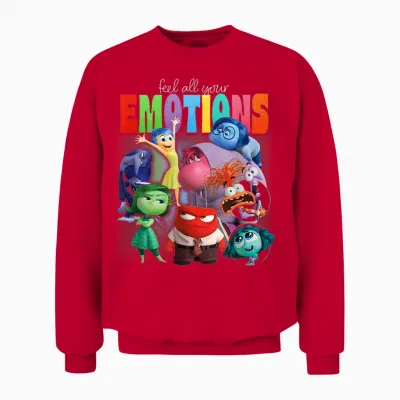 Disney Pixar Inside Out 2 Feel All Your Emotions Vintage T-Shirt, Black Unisex Sweatshirt - Red