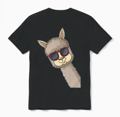 Funny Llama Sunglasses Llama Lover Funny Alpaca Unisex T-Shirt - Black