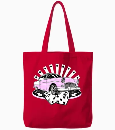 Rockabilly Rock N Roll Retro 50s Style Vintage Music T-Shirt, Black, S Tote Bags - Red