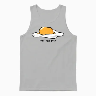 Gudetama the Lazy Egg Yoga Pose T-Shirt Small Unisex Tank Top - Ash