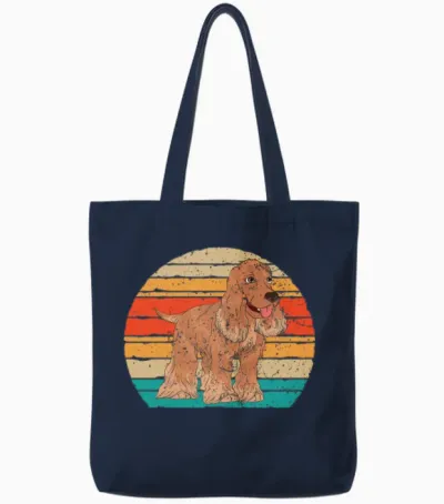 Retro Cocker Spaniel Tote Bags - Navy