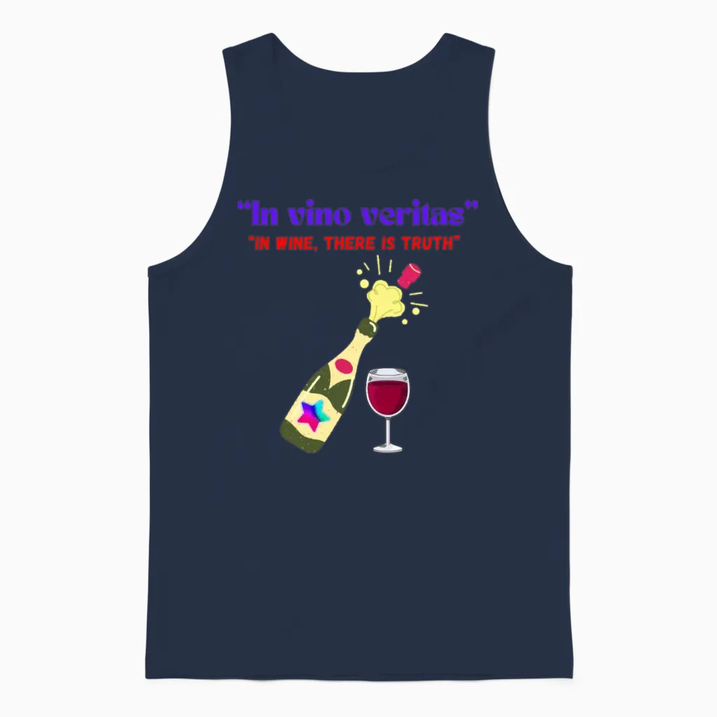 In Vino Veritas Unisex Tank Top in Navy