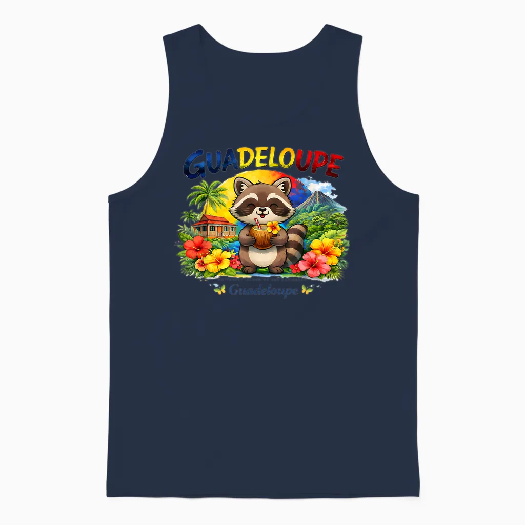 T-Shirt Guadeloupe Drapeau Carte Graphique Fille Unisex Tank Top in Navy