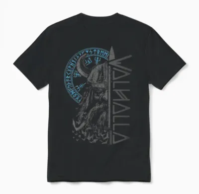 Wikinger Krieger Schwert Walhalla Runen Nordischer Kompass Unisex T-Shirt - Black