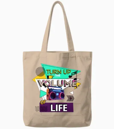 Turn Up the Volume of Life – Music Lover Tote Bags - Natural