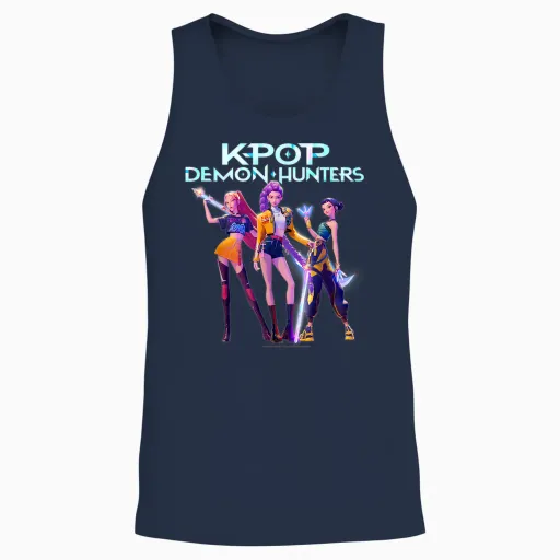 Kpop Demon Hunters Halloween Huntrix Heroic Poses Group Shot Unisex Tank Top - Navy