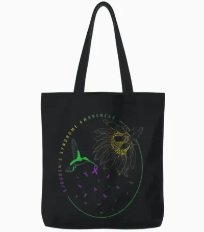 Sjögren's Syndrome Awareness Shirt, Hummingbird Tote Bags - Black