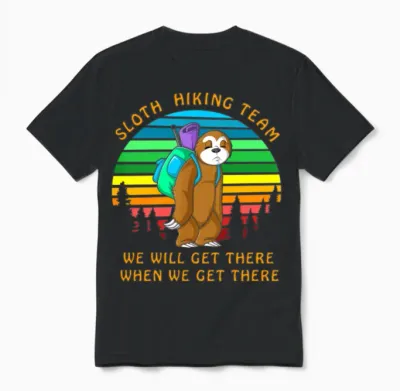 Sloth Hiking Team Unisex T-Shirt - Black