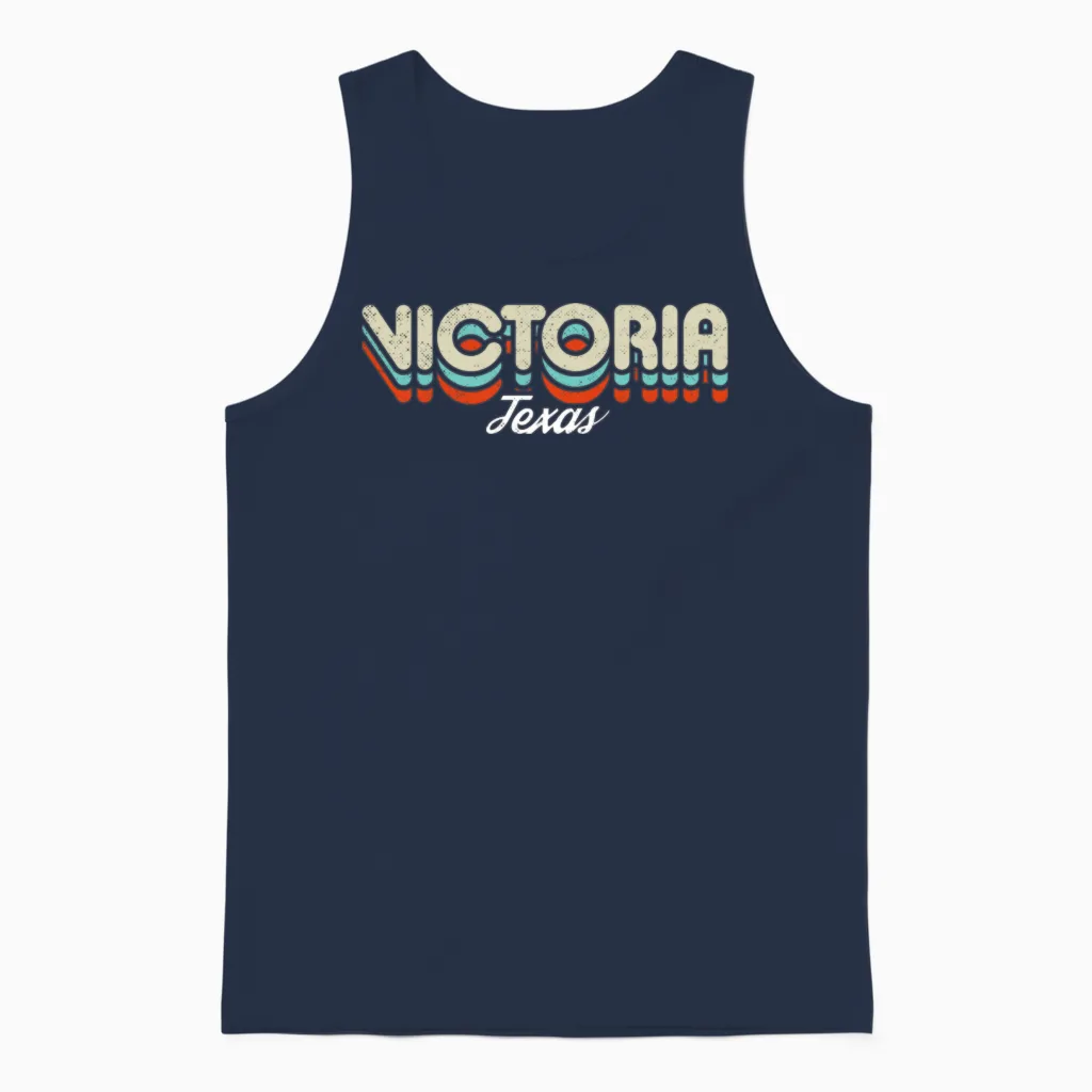 Retro Victoria Texas Unisex Tank Top - Navy