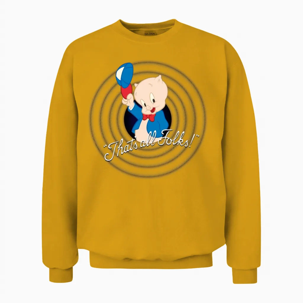 Looney Tunes Porky Pig - Farm & Country Unisex Sweatshirt in Gold