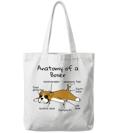 Anatomy of a Boxer Dog Tote Bags - White