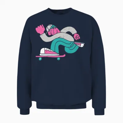 Retro Skate Skateboard Skateboarding Unisex Sweatshirt - Navy