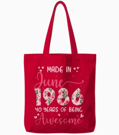 Juin 1986 Cool Cadeau Anniversaire 40 Ans Pour Femmes Tote Bags - Red