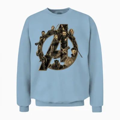 Marvel Avengers Infinity War Logo T-Shirt, Unisex Erwachsene, Kinder, Avengers Fans, Kurzarm, T-Shirt, Cartoon, Schwarz, S, Klassisch Geschnitten Unisex Sweatshirt - Light Blue