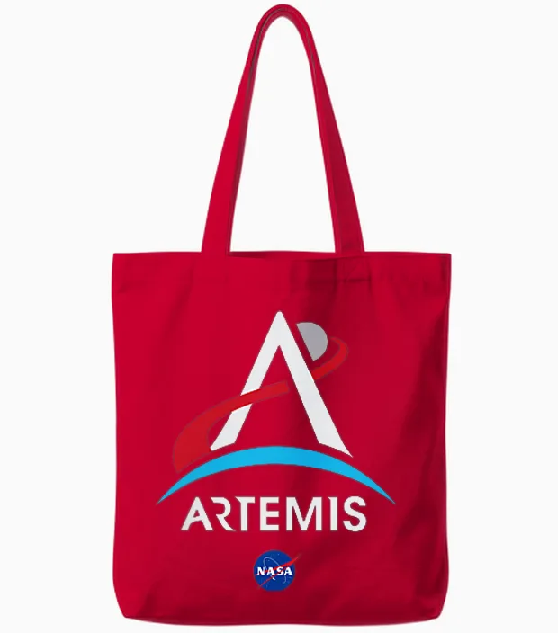 Nasa Artemis Mission Logo Tote Bags in Red