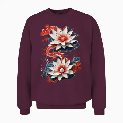 Japanese Flower Art Gd Unisex Sweatshirt - Maroon