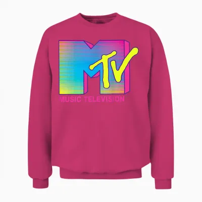 Mtv Logo Fluorescent Colors Retro Design Unisex Sweatshirt - Heliconia