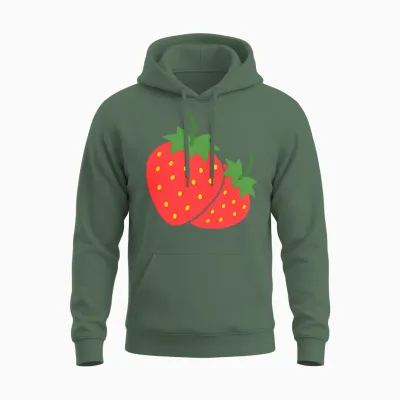 Erdbeer-Taschenhemd Strawberry Art T-Shirt Trendy Unisex Hoodie - Military Green