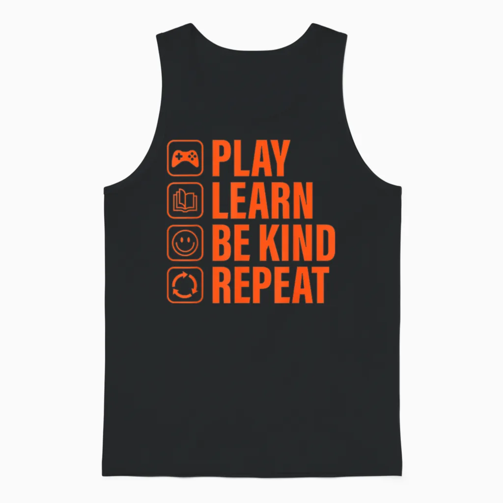 Play Learn Be Kind Repeat Unity Day Orange Kindness Kids Boy Unisex Tank Top in Black