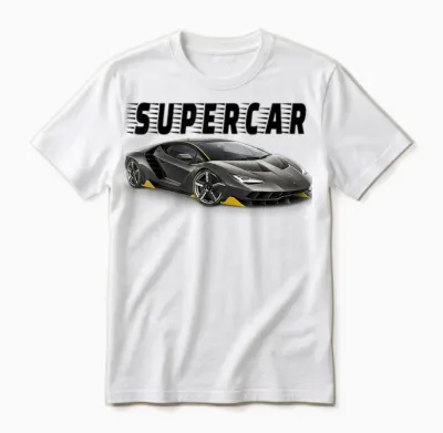 Super Italian Car T-Shirt, Blue Unisex T-Shirt - White