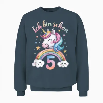 Ich Bin Schon 5 - Schönes Mädchen Geburtstag Unisex Sweatshirt - Dark Heather