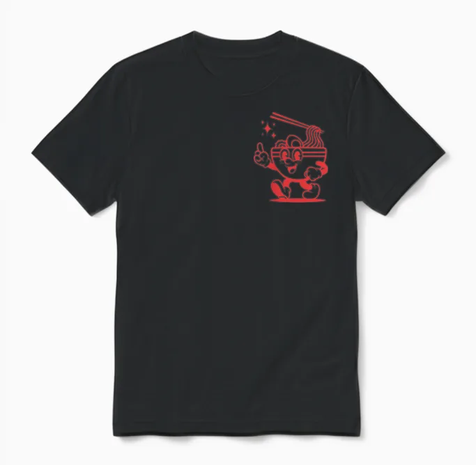Retro T-Shirt with Pocket Ramen Noodles Tokyo Japan Unisex T-Shirt in Black