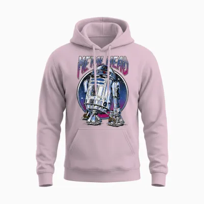 Star Wars R2d2 Metal Head Vintage Disney+ Unisex Hoodie - Light Pink