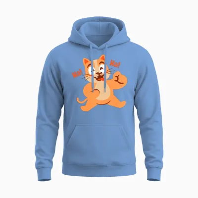 Funny Cat Laugh Unisex Hoodie - Carolina Blue