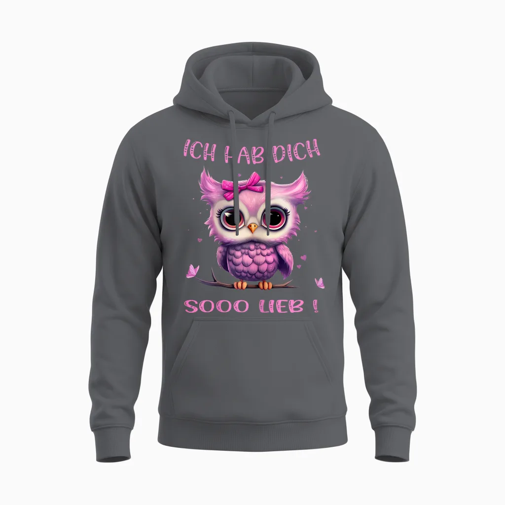 Eule - Ich Hab Dich So Lieb - Mädchen Unisex Hoodie in Charcoal