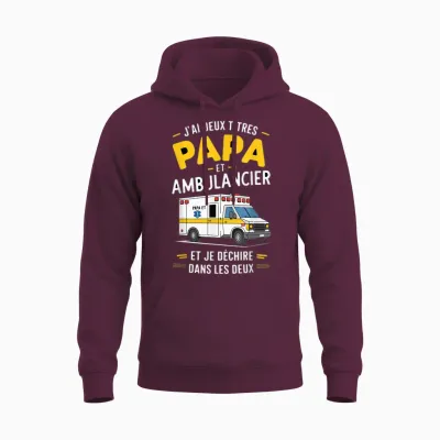 Dad Ambulance Man Humour Ambulance Gift Idea Funny Unisex Hoodie - Maroon