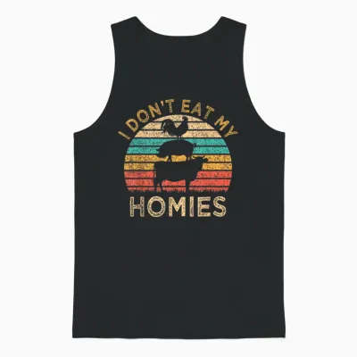 Vegetarian I Don't Eat My Homies Funny Vegan Retro Unisex Tank Top - Black