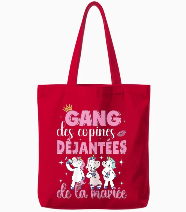 Gang of the Bride Girlfriends - Accessory Evjf T-Shirt, Black, S Tote Bags in Red