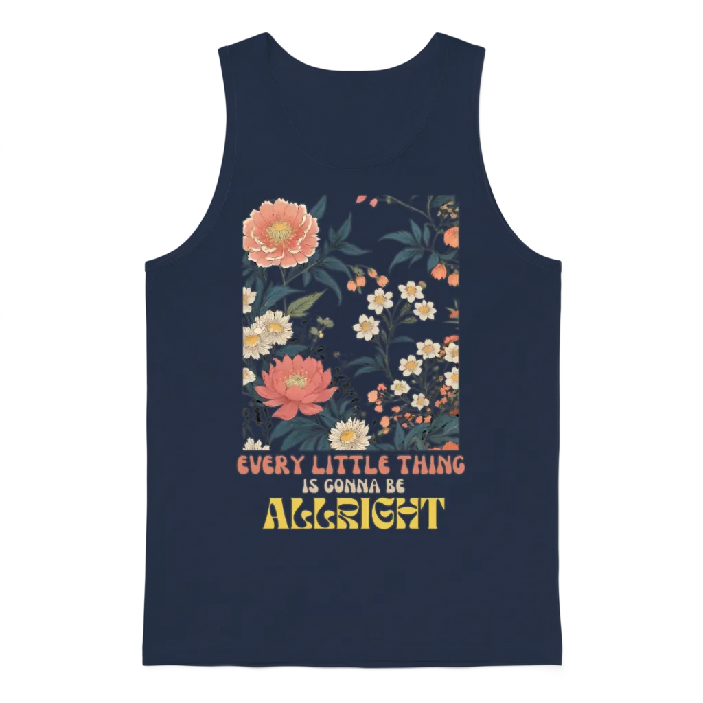 Boho Floral Vintage Everything Gonna Be Alright Unisex Tank Top - Navy