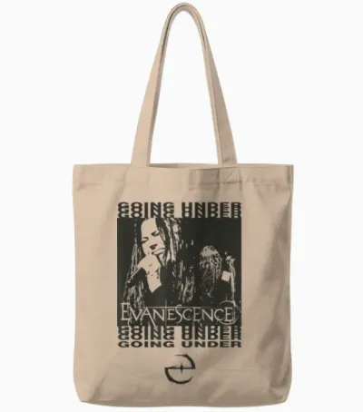 Evanescence Going Under White T-Shirt, White, S Tote Bags - Natural