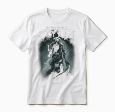 Ripple Junction X Elder Scrolls Dragonborn in Silhouette T-Shirt, Black Unisex T-Shirt - White