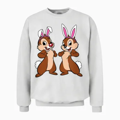 Amazon Essentials Disney Chip 'n' Dale Spring Easter Bunny Ears Unisex Sweatshirt - White