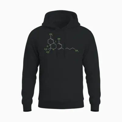 Cannabis Weed Pot Molecule Thc Marijuana Stoner Gift Unisex Hoodie - Black