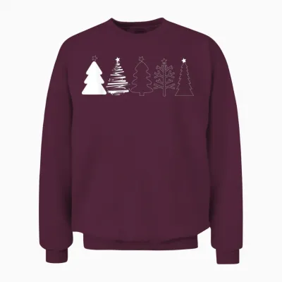 Rustic Christmas Trees Winter Forest Minimalist Unisex Sweatshirt - Maroon