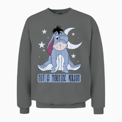 Disney Winnie the Pooh Eeyore Not a Morning Person Short Sleeve Unisex Sweatshirt - Graphite Heather