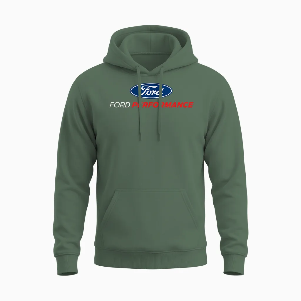 Ford Performance Logo T-Shirt, Black, S Unisex Hoodie in Military Green