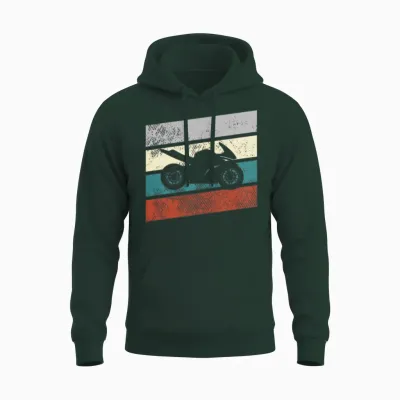 Motorcycle Retro Unisex Hoodie - Forest