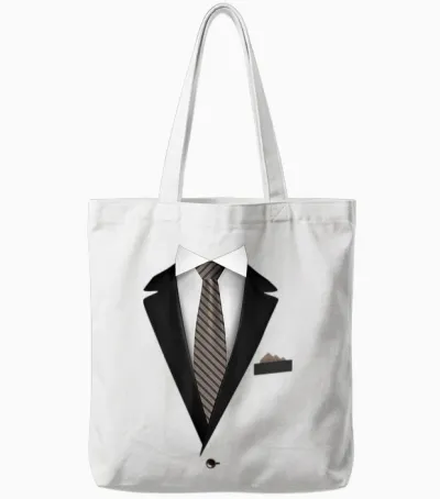 Tuxedo Funny Wedding Tie Jacket T-Shirt, Black, S Tote Bags - White