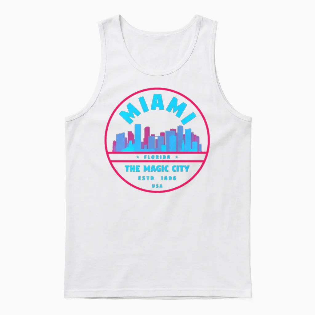 Vintage Miami Florida Unisex Tank Top in White