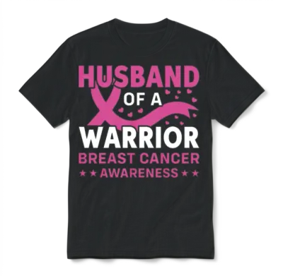 Husband of a Warrior Breast Cancer Month Unisex T-Shirt - Black