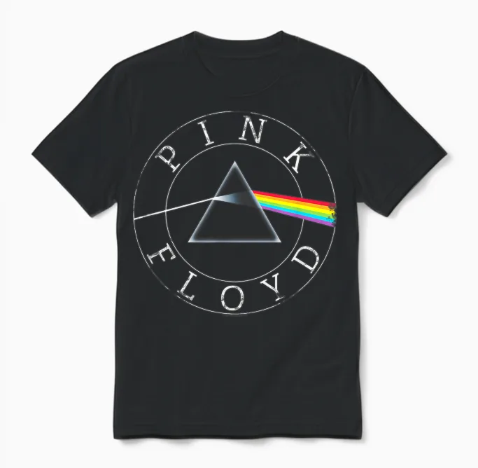 Pink Floyd Rock Band Prism Circle Logo Unisex T-Shirt in Black